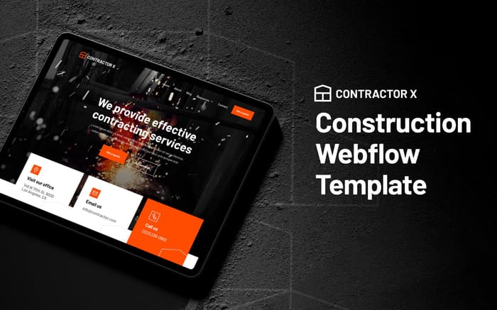 Contractor X - Construction Website Template - Take your construction business to the next level. Get Contractor X, our premium construction Webflow Template created for contractors, construction companies, and architecture firms looking to have an amazing website design.
