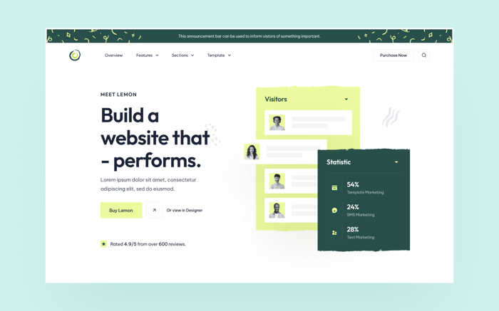 Lemon - Small Business Website Template - Meet Lemon, the perfect template for your next enterirse or traditional business website. Lemon provides a foundation to create incredible online experiences that not only looks great, but also perform at the highest level, across all devices.
