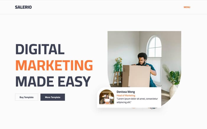 Salerio - Small Business Website Template - Salerio is a multi-layout Webflow template, clean, modern, and suitable for every need: agency, freelance, designer, web designer, developers, business, services, marketing, startup, portfolio.