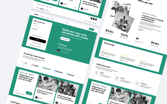 Jooba - Job Portal Website Template - Jooba is a carefully designed and modern job portal template with 3 UNIQUE home pages, made to get your website up and running ASAP.