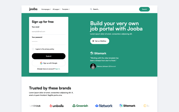 Jooba - Job Portal Website Template - Jooba is a carefully designed and modern job portal template with 3 UNIQUE home pages, made to get your website up and running ASAP.