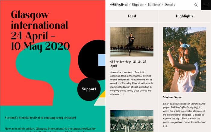 Glasgow International 2020 website preview