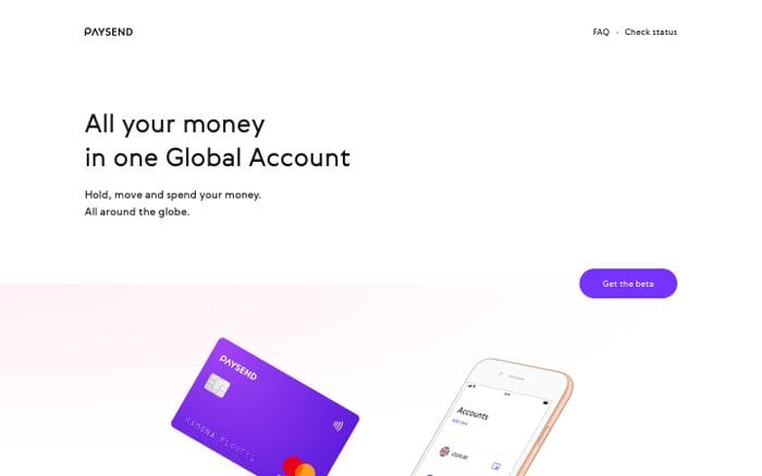 Paysend · All your money in one Global Account website preview
