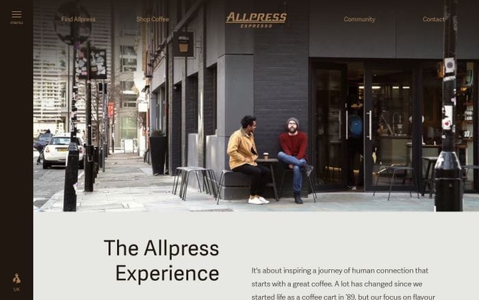 Designed for flavour - Allpress Espresso website preview