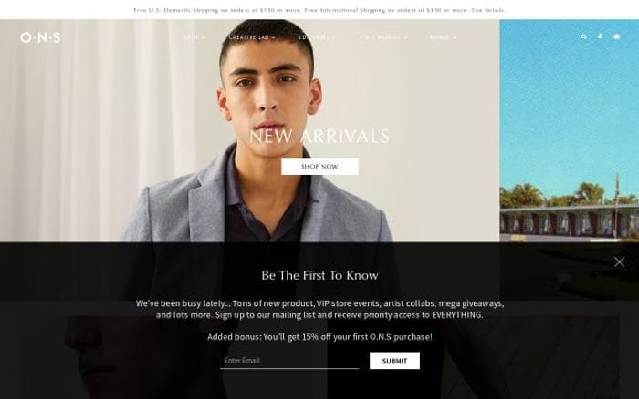 Onsclothing website preview