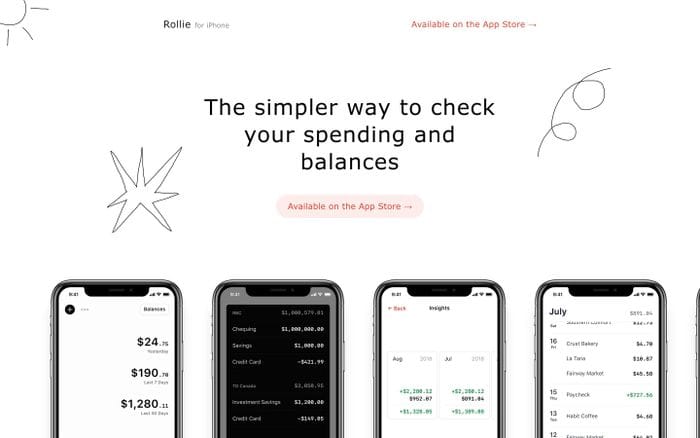 Rollie - Spending Tracker website preview