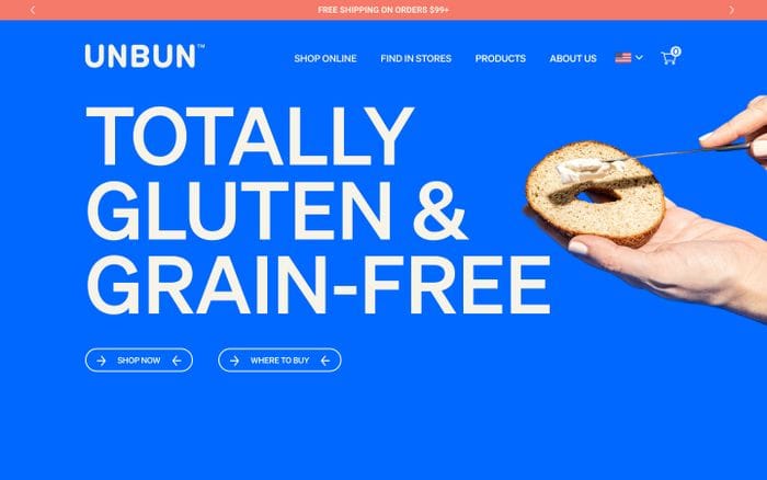 Unbun Foods website preview