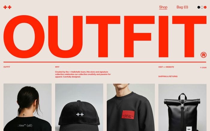 Outfit website preview