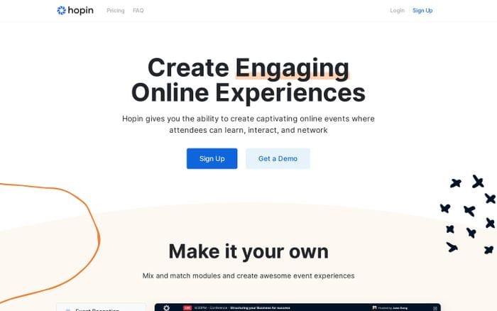 Online Events Platform | Hopin website preview