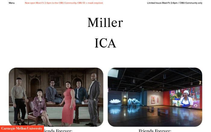Miller Institute for Contemporary Art website preview