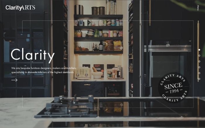 Bespoke kitchens, bathrooms and bedrooms | Clarity Arts website preview