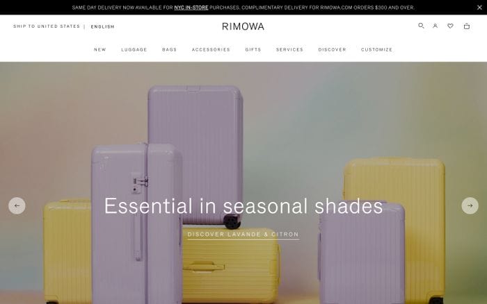 Rimowa website preview