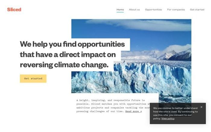 Sliced website preview