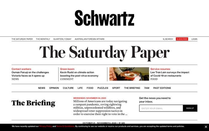 The Saturday paper website preview