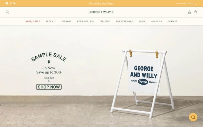 George & Willy website preview