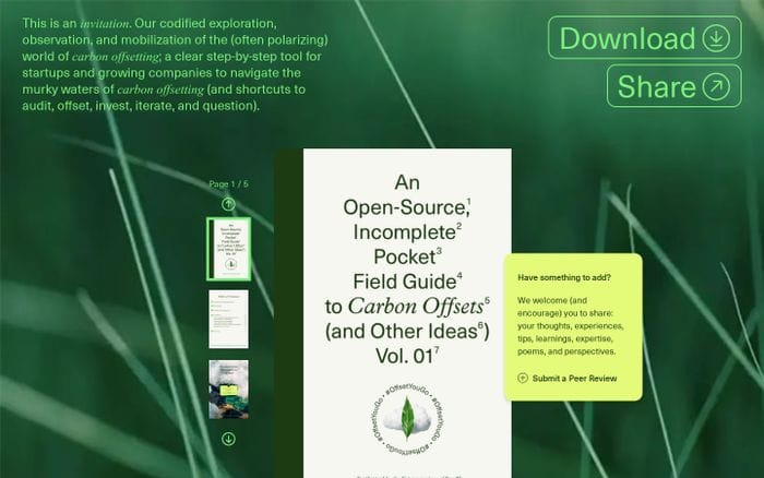 Pocket Field Guide to Carbon Offsets website preview