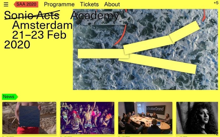 Sonic Acts Academy 2020 website preview