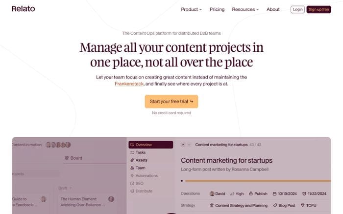 Relato website preview