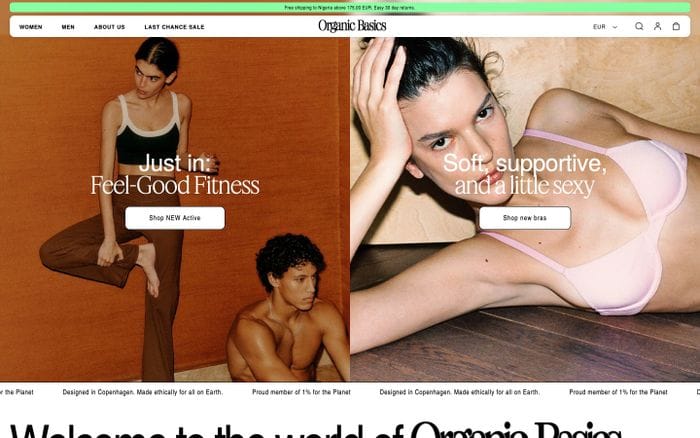 Organic Basics website preview