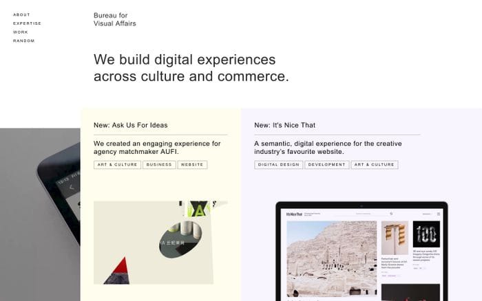 Bureau for Visual Affairs website preview