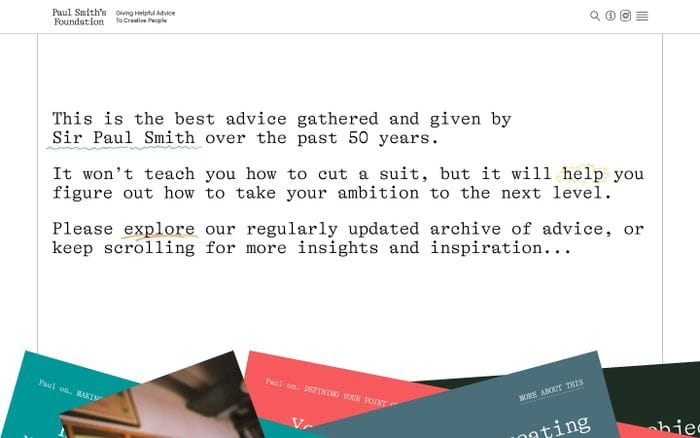 Paul Smith's Foundation website preview