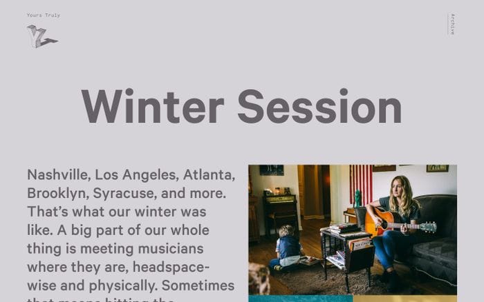 Winter Session - Yours Truly website preview