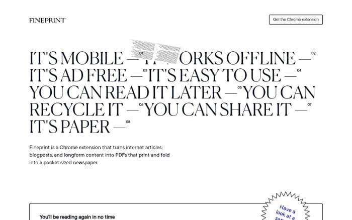 Fineprint website preview
