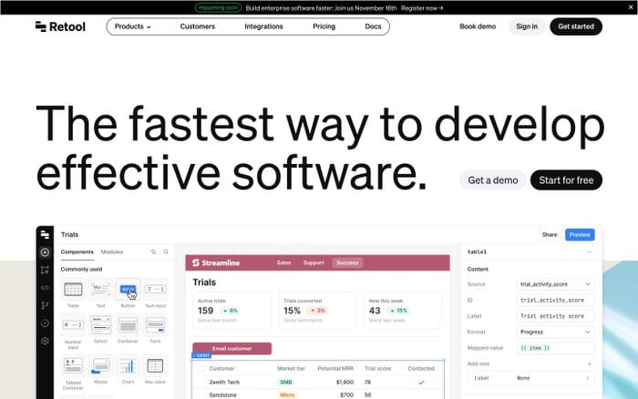 Retool website preview