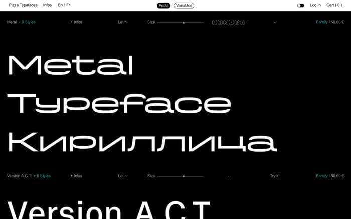 Pizza Typefaces website preview