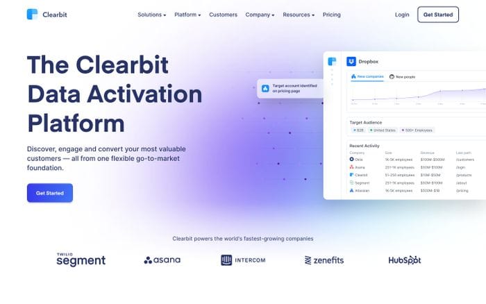 Clearbit website preview