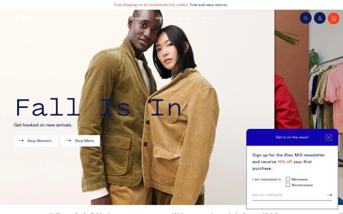 Alex Mill website preview
