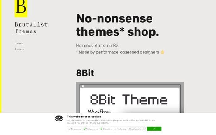Brutalistthemes website preview
