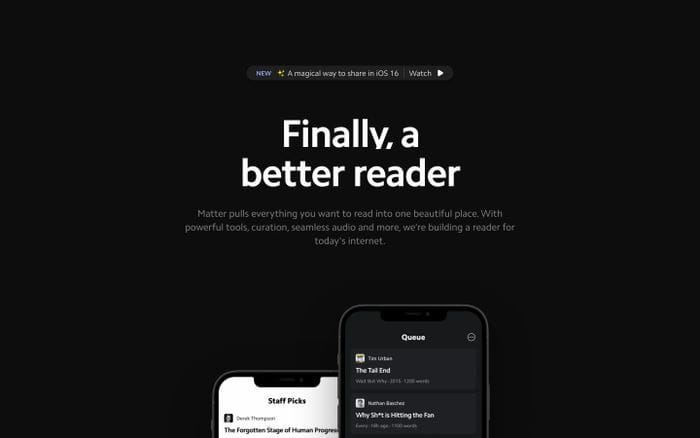 Matter website preview