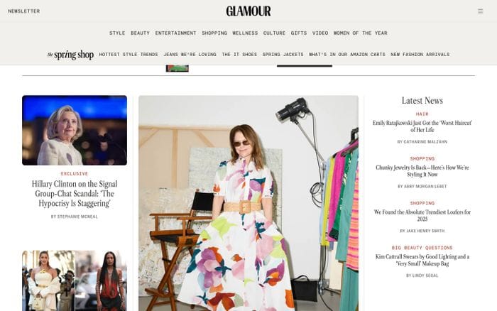 Glamour website preview