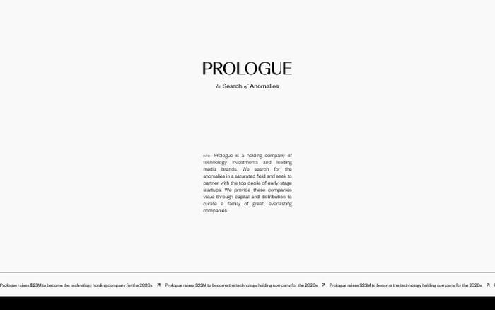 Prologue website preview
