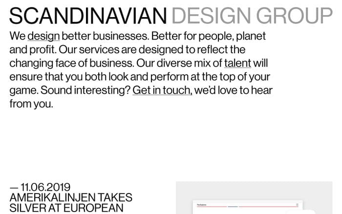 SDG | Scandinavian Design Group website preview