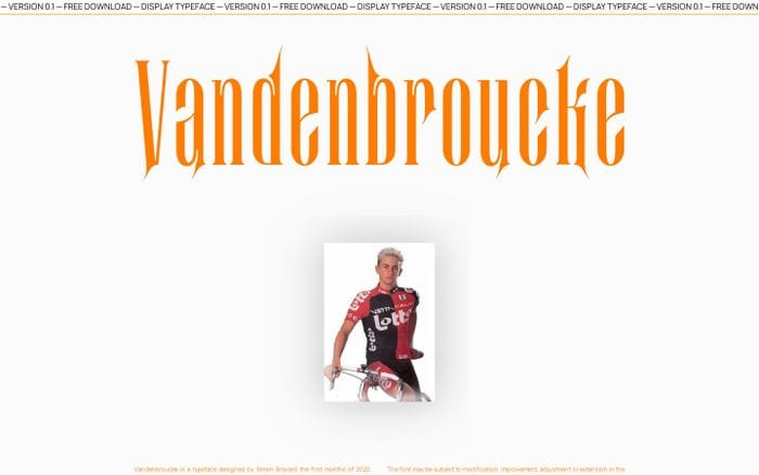 Vandenbroucke typeface website preview