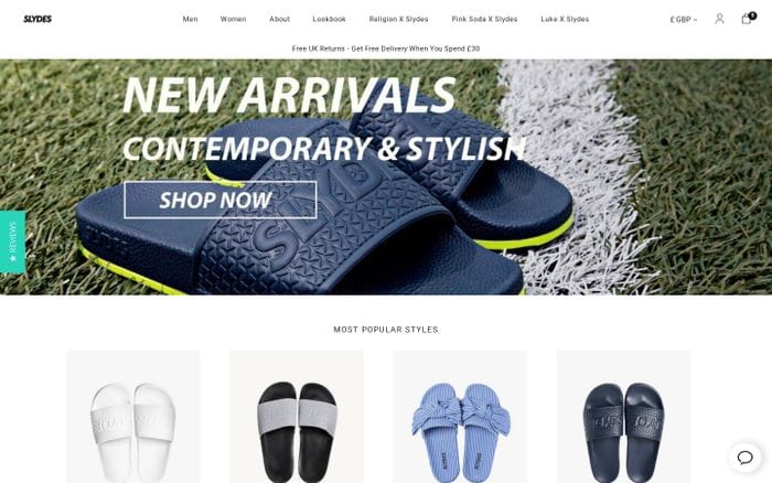 Slydes - The ultimate footwear choice of the summer website preview