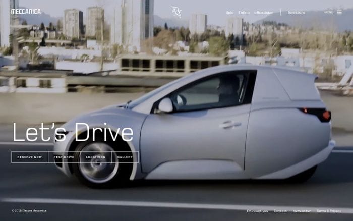 Electra Meccanica website preview