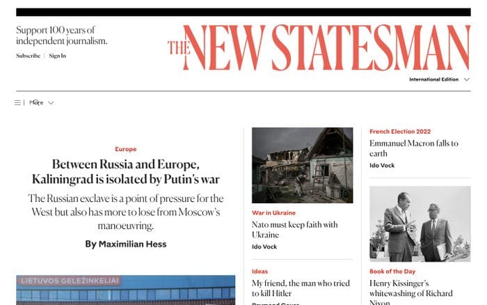 The New Statesman website preview