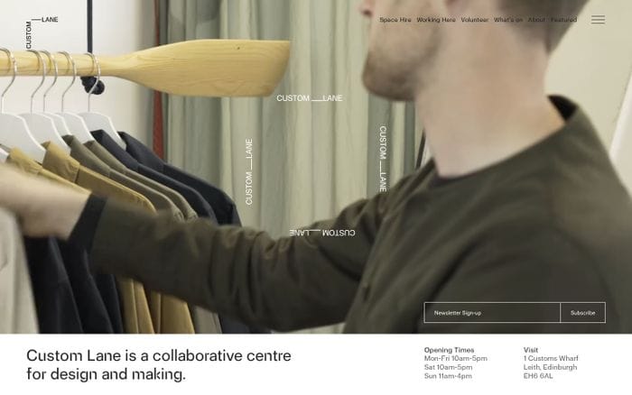 Custom Lane — Centre for Design and Making. Connect, Collaborate, Create. website preview