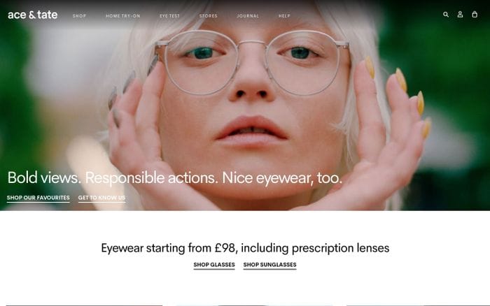 Prescription glasses online from £98 | Ace & Tate website preview