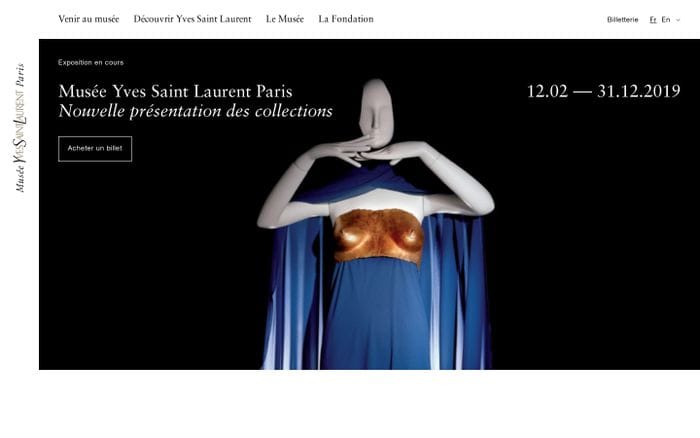 Musée Yves Saint Laurent Paris website preview