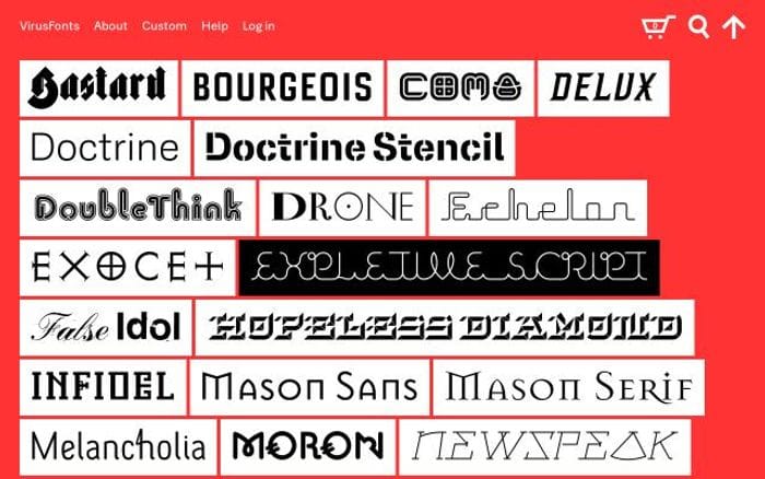 Virusfonts website preview