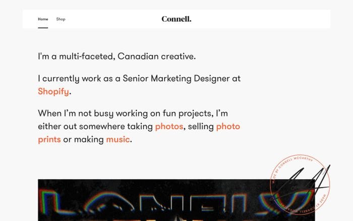 Connell McCarthy - Canadian Creative website preview