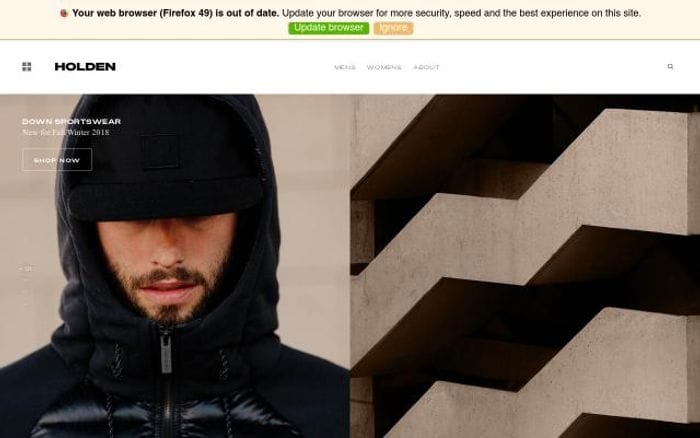 Holdenouterwear website preview