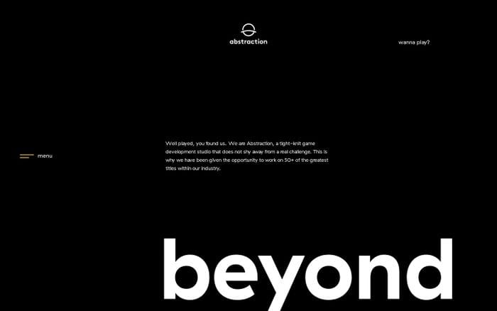 abstraction · game development studios · beyond boundaries website preview