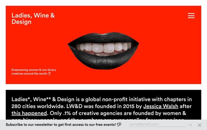 Ladies, Wine & Design website preview
