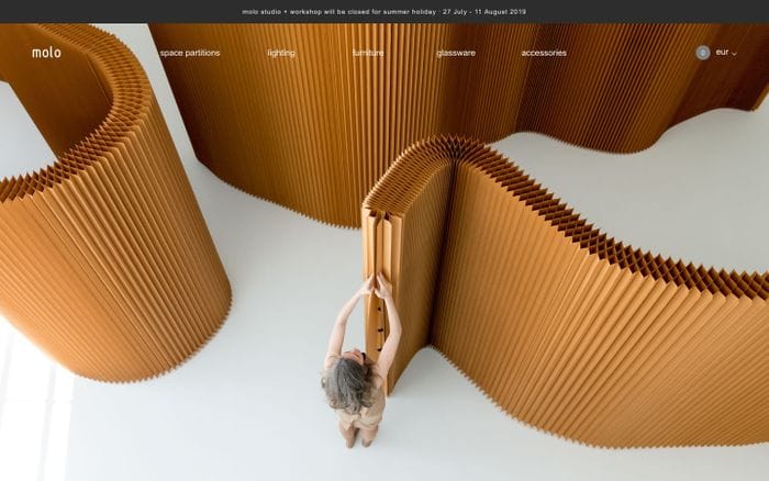 molo - paper furniture design - modern cardboard furniture website preview