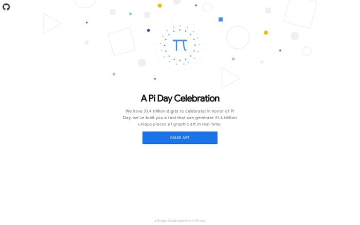 A Pi Celebration website preview